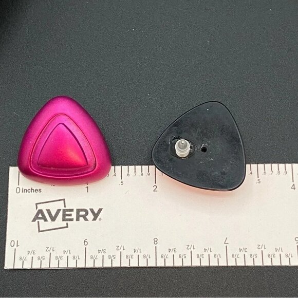 80s Hot Pink Disco Stud Earrings - Picture 6 of 10